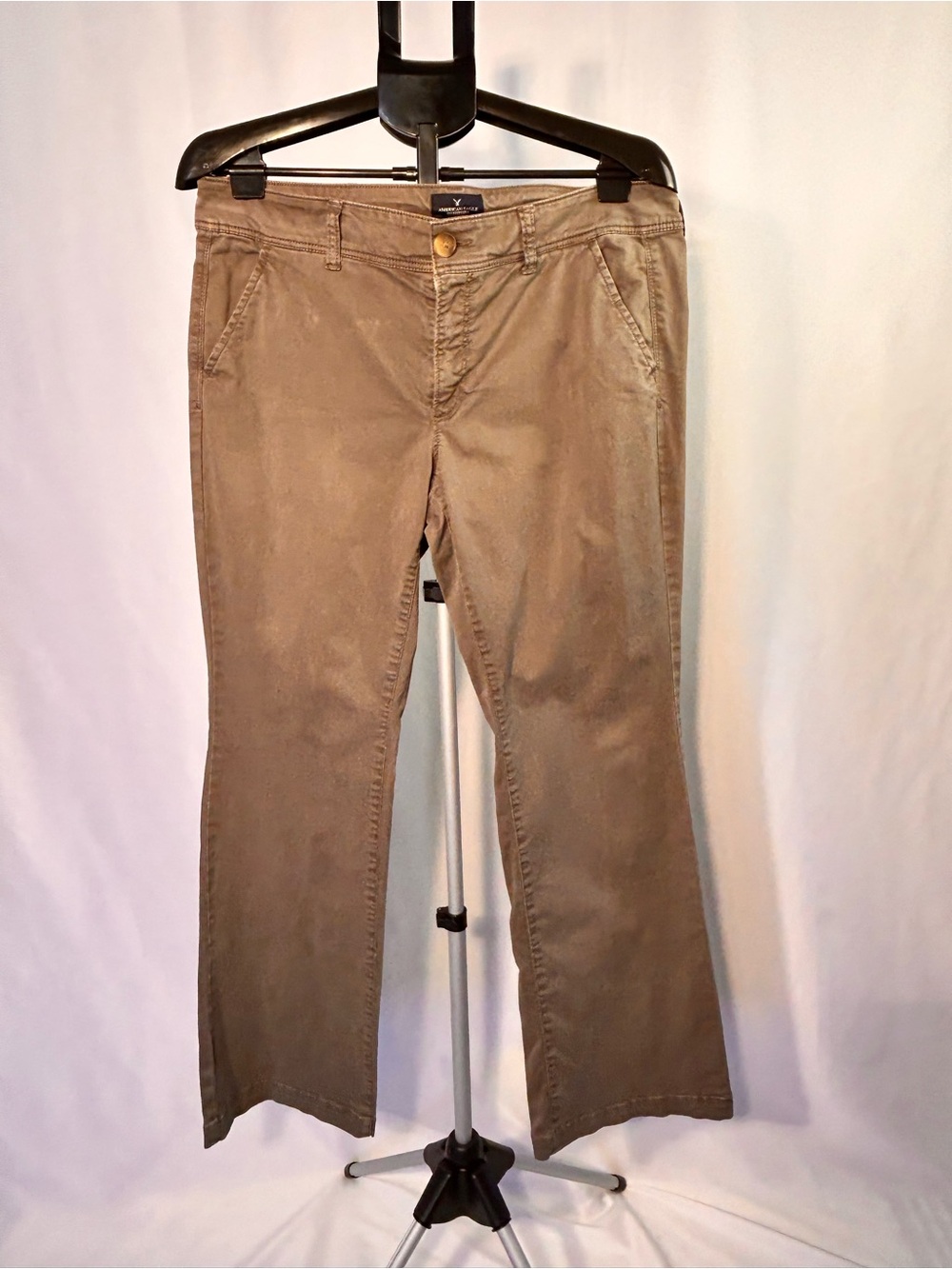 American Eagle Outfitters Stretch Boot Cut Pants Olive Green Y2K Casual Size 14